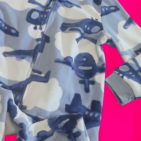 *0178 Helicopter blanket sleeper fleece pajama boys 3T - Picture 2 of 2